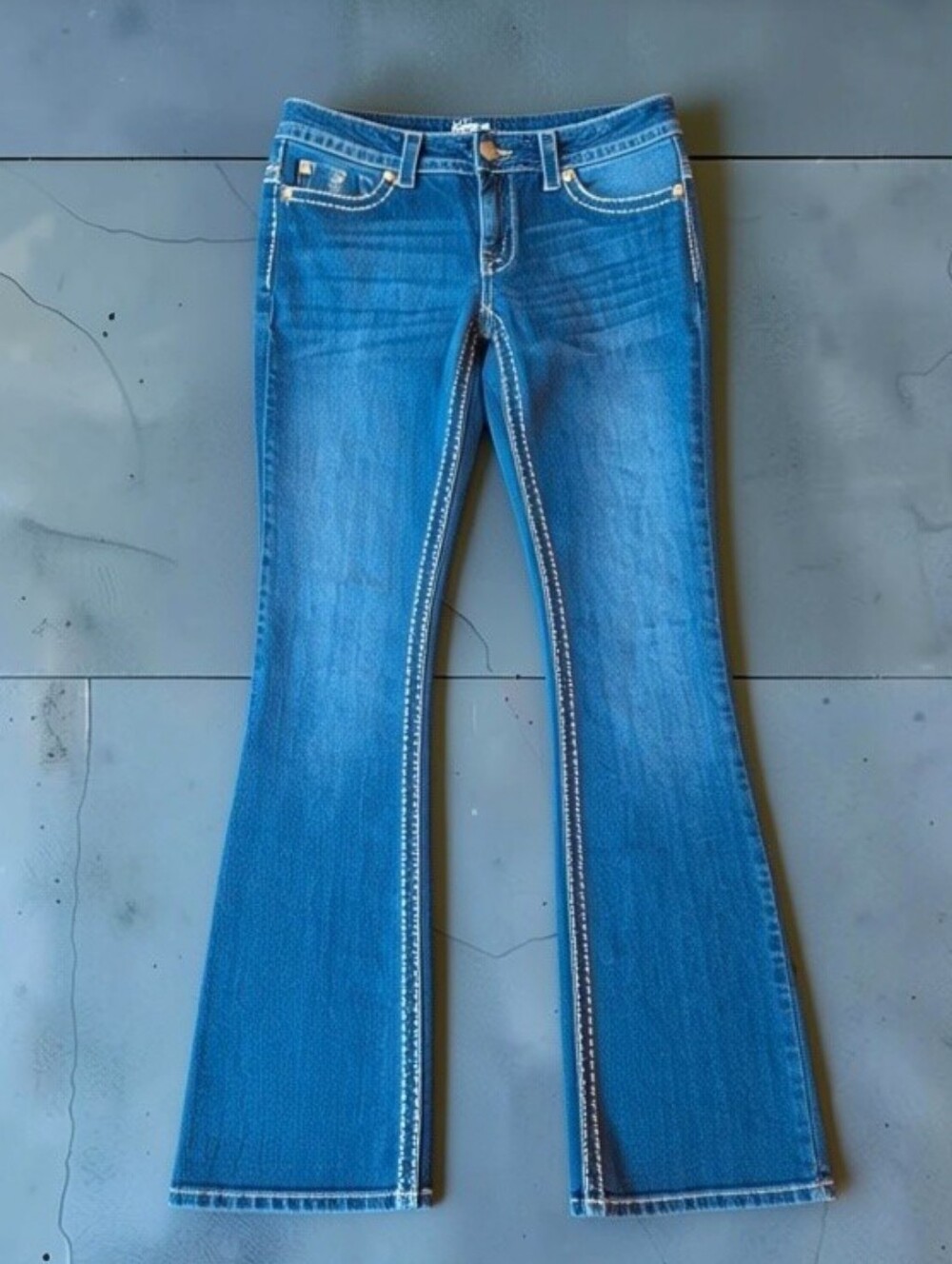 Paisley Sky Dark Blue Low-Rise Women's Jeans